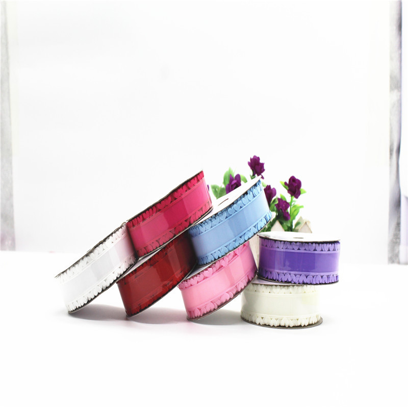 2.5双边心形雪纱礼盒包装彩带小卷桃心丝带手工发饰diy饰品配件