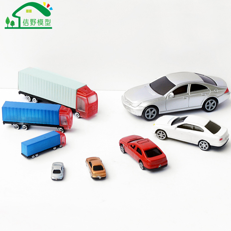 迷你汽车货柜车模型仿真塑胶玩具车儿童益智建筑沙盘模型摆件材料|ru