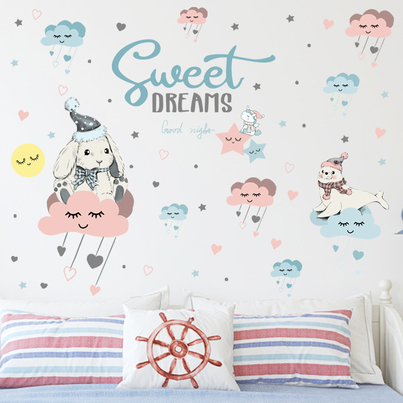 New Creative Cartoon Cloud Bunny Wall Sticker display picture 4