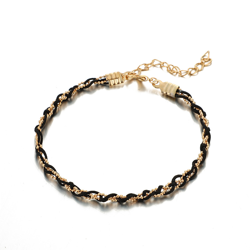 Korean New Fashion Foot Jewelry Color Dripping Oil Fish Anklet Summer Braided Black Anklet Wholesale display picture 11