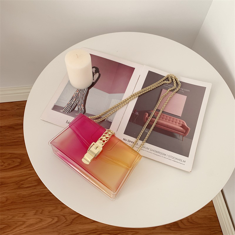 Summer 2025 new gradient jelly bag, fashionable color-blocking chain bag, crossbody single-shoulder bag, ladies' small bag undefined