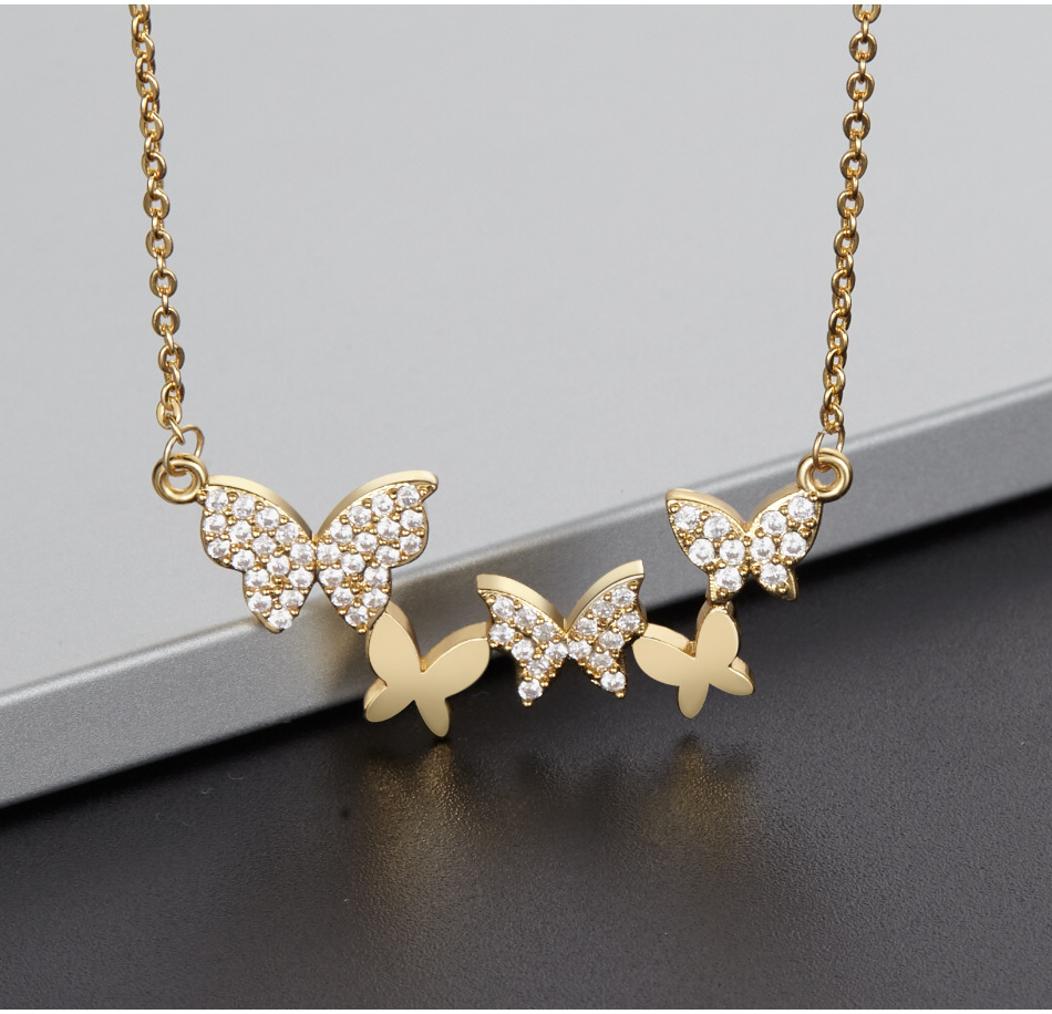 Butterfly Necklace Gold Zircon Collarbone Necklace
