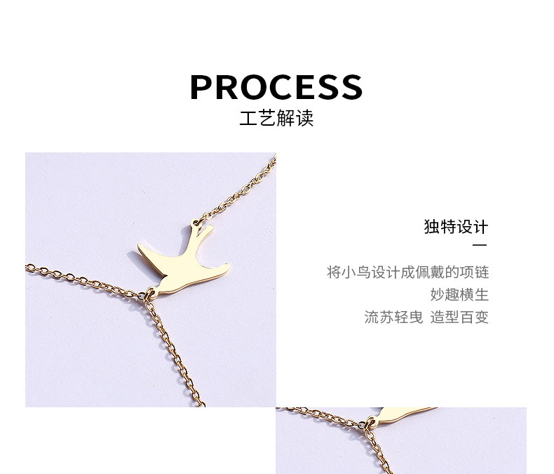 Women'S Gender PVD Coated Real Gold Plated Animal Titanium Steel Waterproof Non Tarnish Pendant Necklace