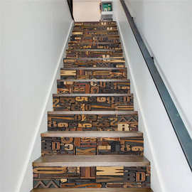 创意3D楼梯通道门贴翻新自粘卧室墙贴纸 数字字母13片楼梯贴定制