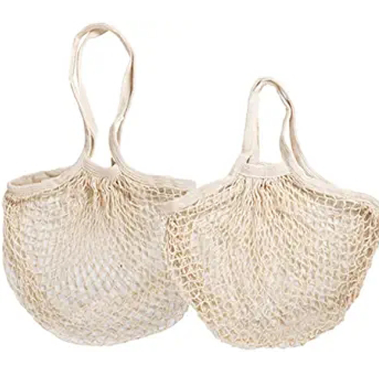 重复使用棉质网眼购物手提袋宽带手提袋长带肩背袋原色网兜