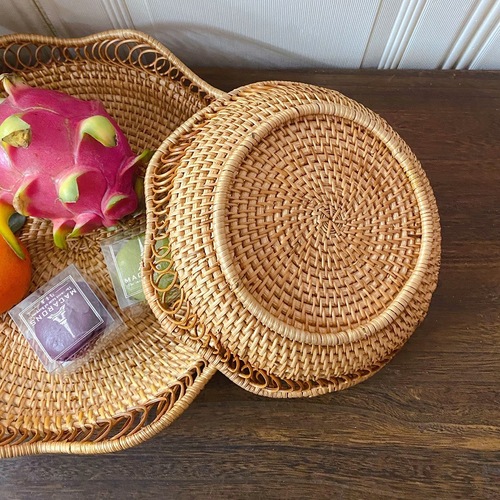 Vietnamese rattan fruit basket, creative retro living room home bread basket candy pastry basket storage box