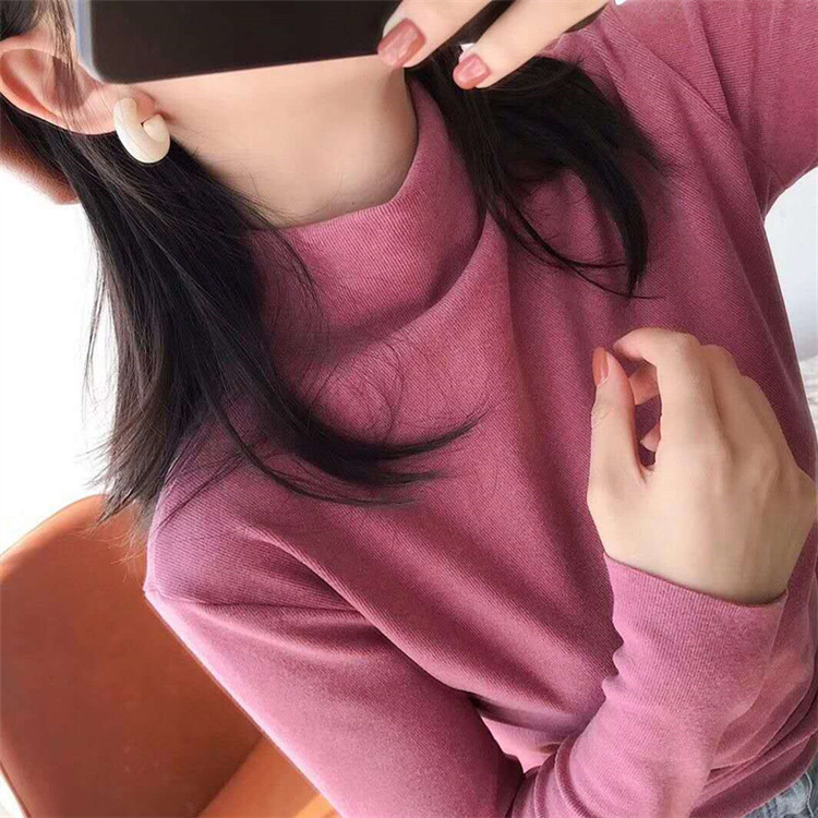 女秋冬内搭洋气螺纹半高领T恤 修身保暖衣阳离子自发热大码打底衫
