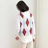 Korean Plaid knitted vest women’s loose sleeveless V-Neck Sweater Vest