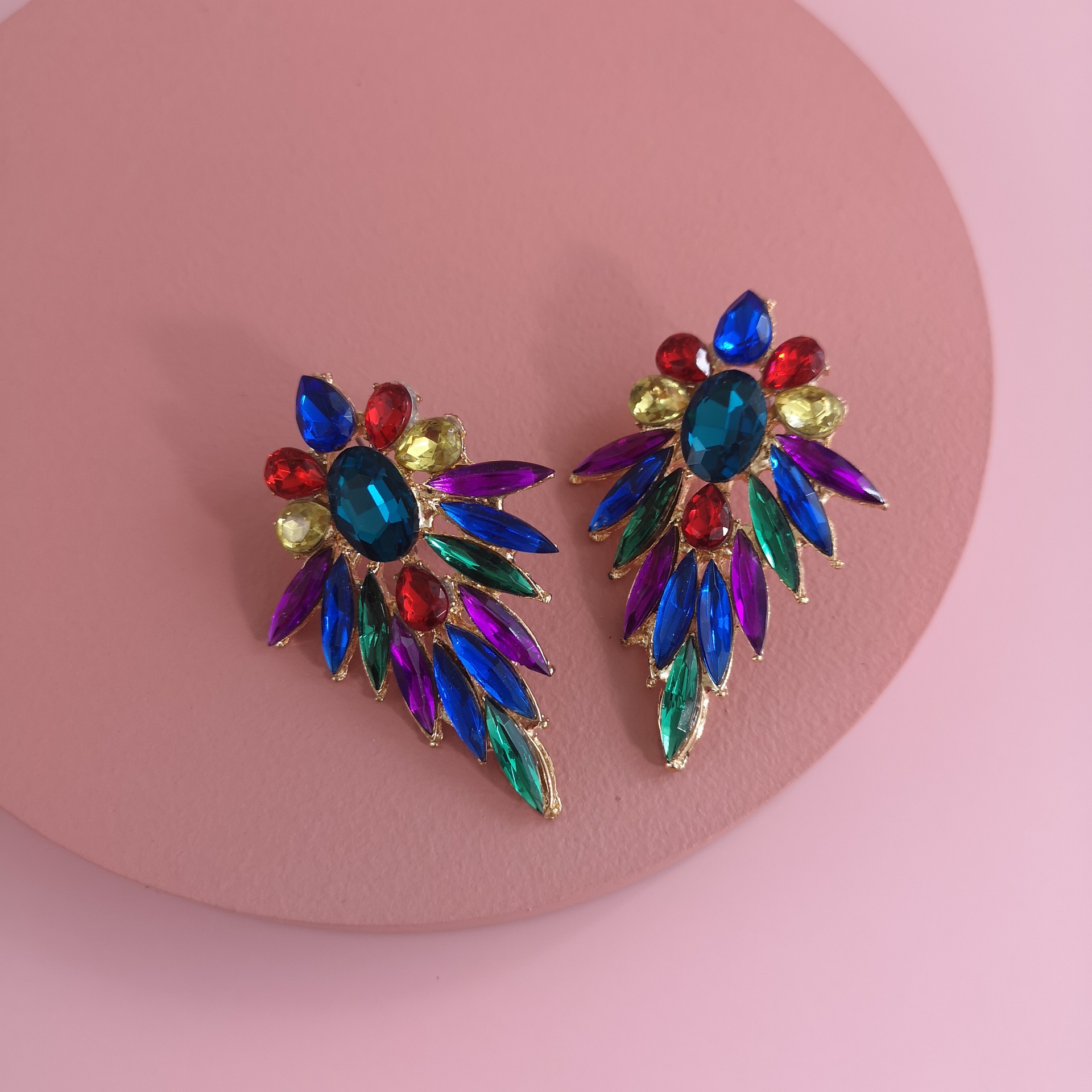 New Fashion Geometric Retro Colored Flower Earrings Wholesale display picture 5