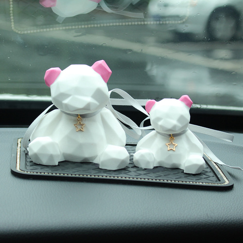 Car Ornament Aromatherapy Essential Oil Cartoon Geometric Bear Cute Creative Gift Wind Diffusing Stone Car Decoration Padin Bear