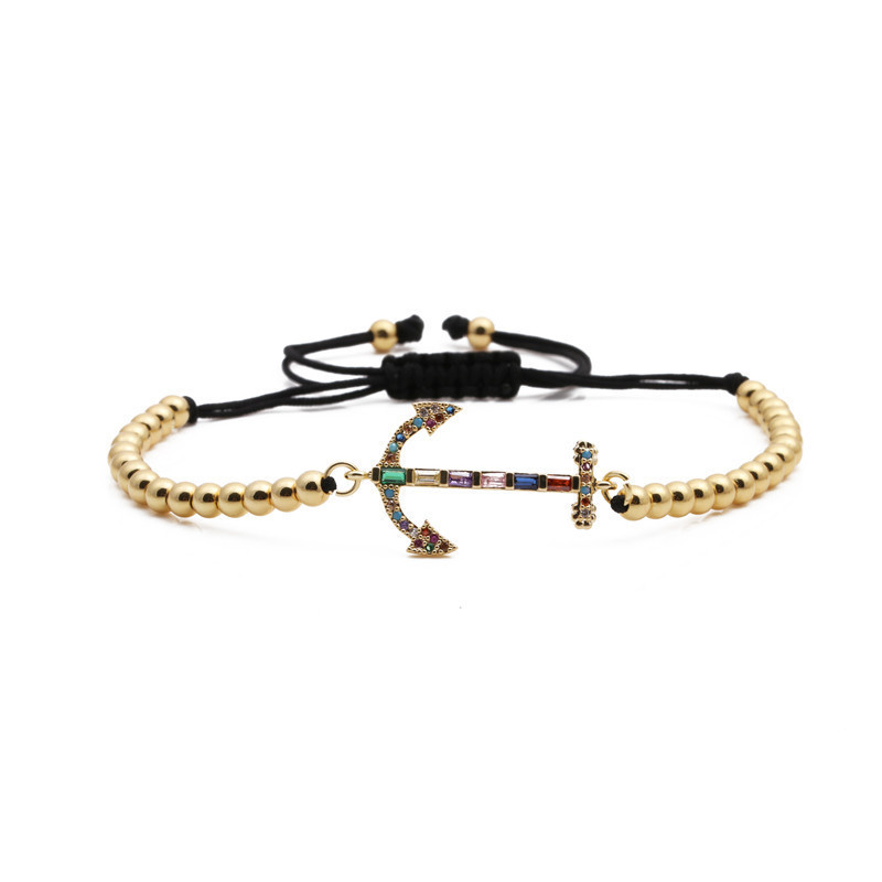 jewelry copper micro-set zirconium anchor adjustable bracelet gift wholesale nihaojewelry