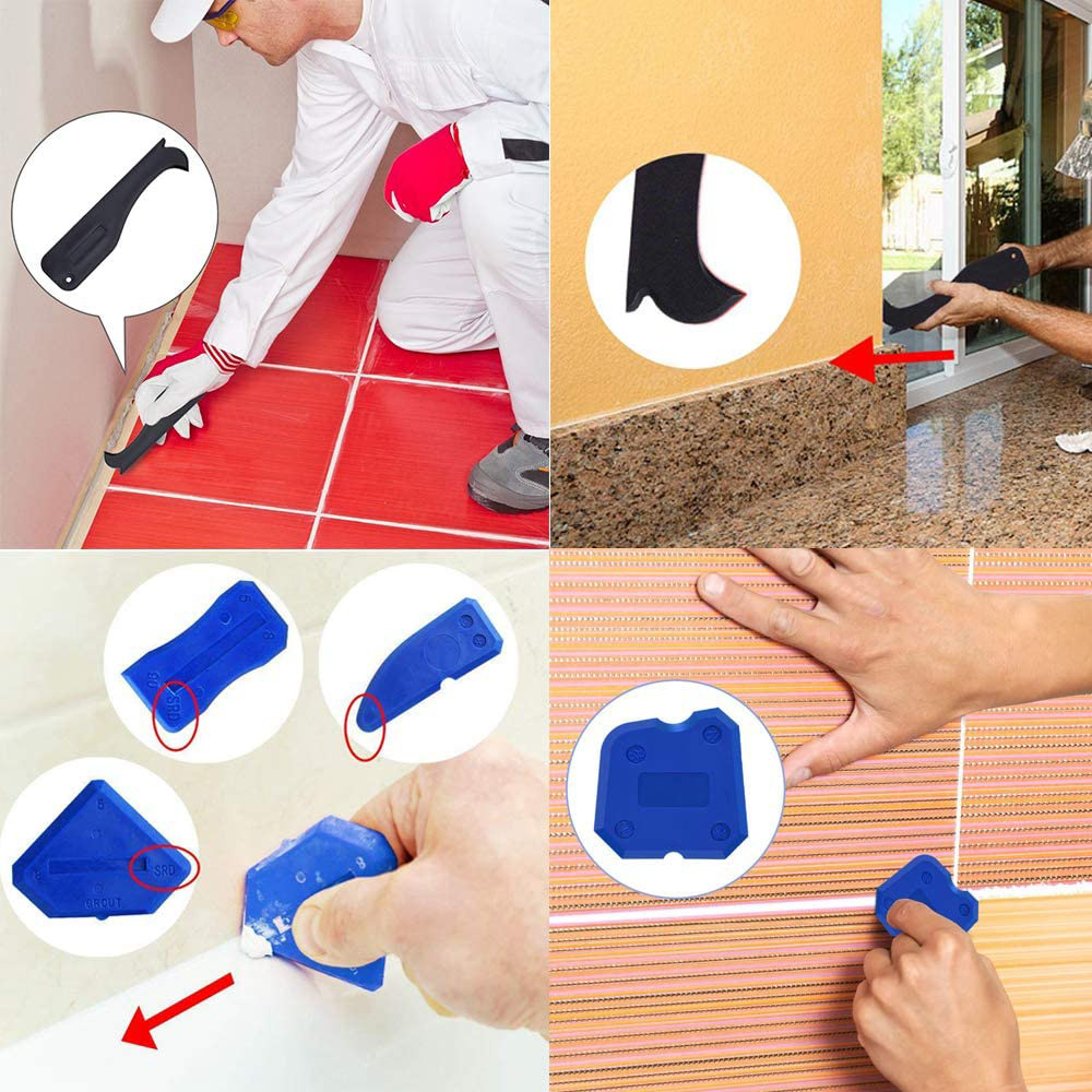 9-pieza de silicona sellador azulejo costura vidrio raspador lechada de refuerzo de limpieza raspador pala