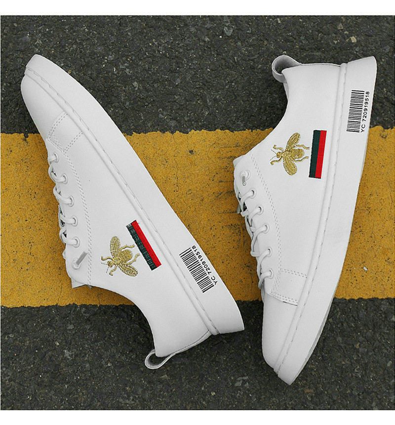 Giày sneaker nam da bò cổ thấp đế bệt, giày thể thao thoáng khí tăng chiều cao — S920 màu trắng, S920 đen chi tiết 20