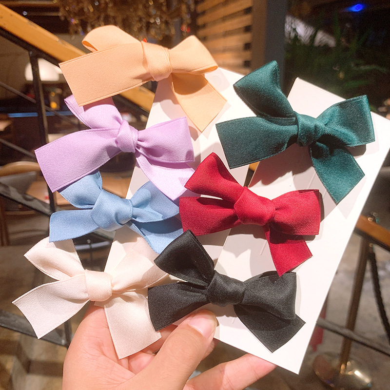 Vintage Satin Bowknot Hairpin Ribbon Double Ponytail Rope Bangs Clip Wholesale display picture 1