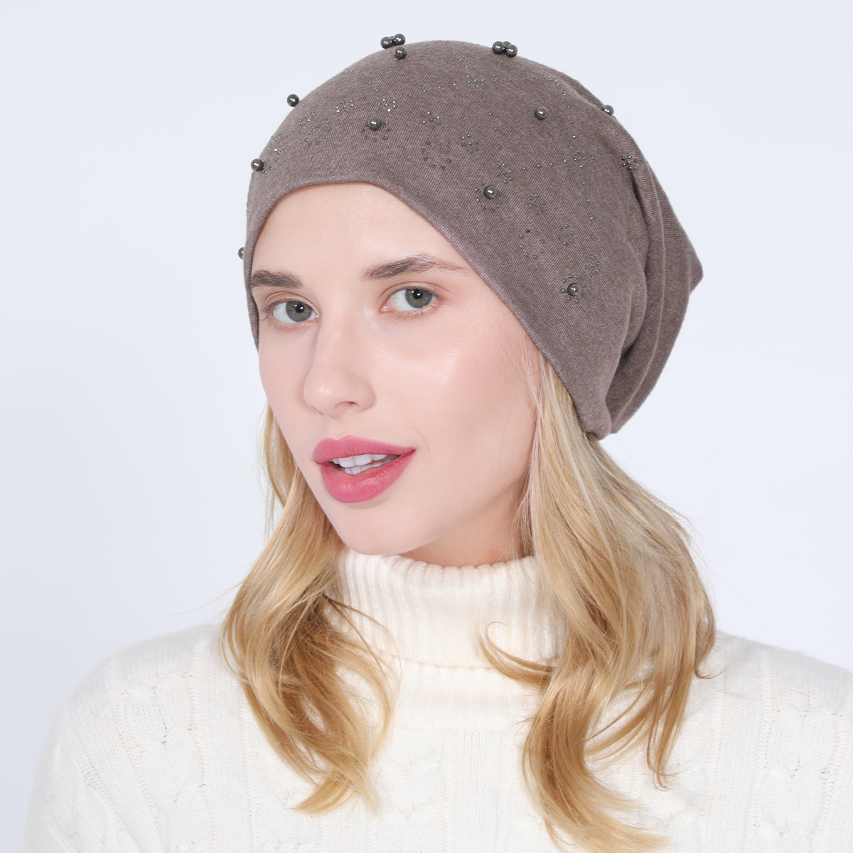 Pull à perles en coton Double couche pour femmes, ensemble de diamants chauds, à la mode, polyvalent, clair de lune chaud, nouvelle collection automne et hiver_voghion.com