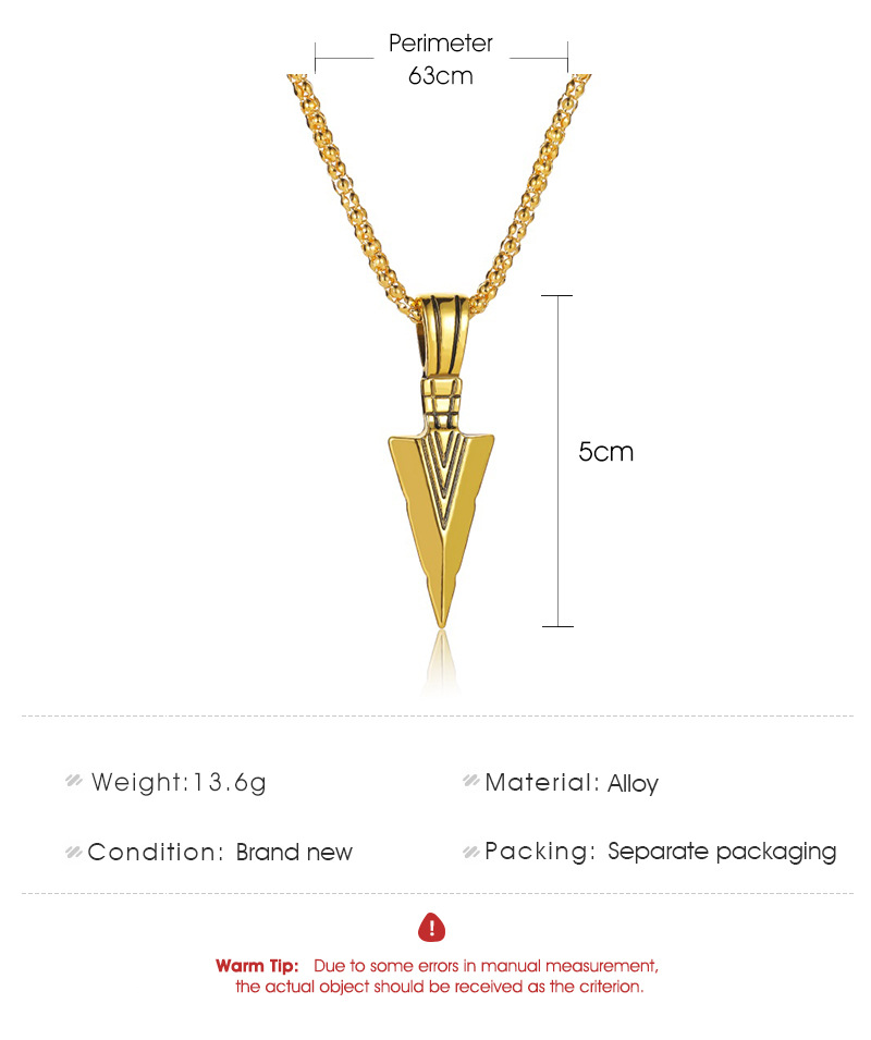 Creative Triangle Spearhead Exaggerated Metal Arrow Pendant Necklace display picture 1