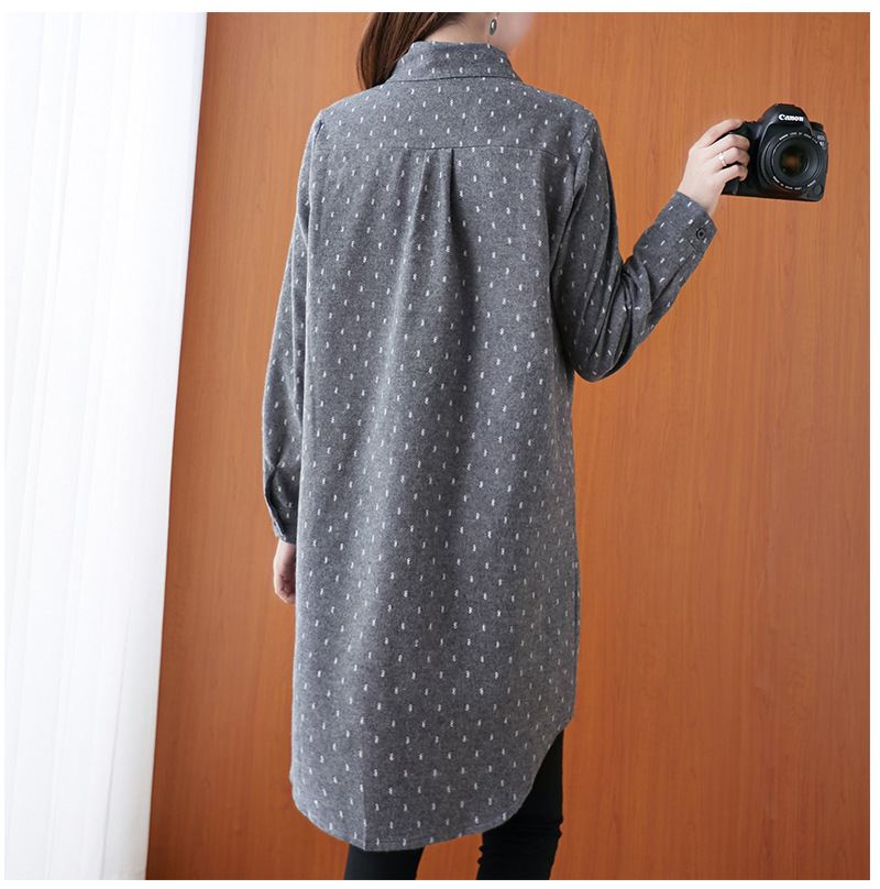 Long-Sleeved All-Match Blouse Plus Size able Loose Shirt NSYF1831