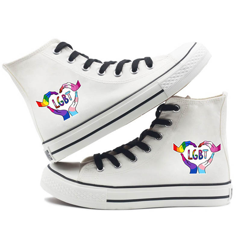 Unisex Basic Rainbow Heart Shape Round Toe Canvas Shoes display picture 16