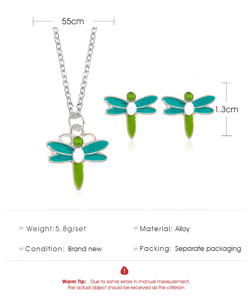 New Style Necklace Two-piece Jewelry Creative Dragonfly Necklace Earring Female Simple Wild Insect Pendant Necklace display picture 1