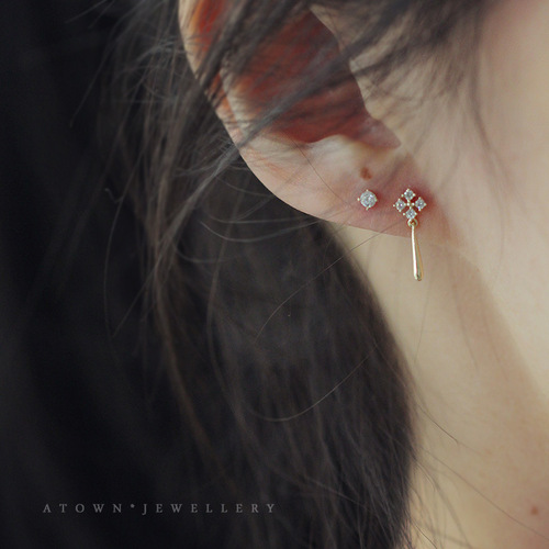 S925 sterling silver plated 14K gold-plated diamond exquisite earrings simple temperament versatile internet celebrity earrings earrings