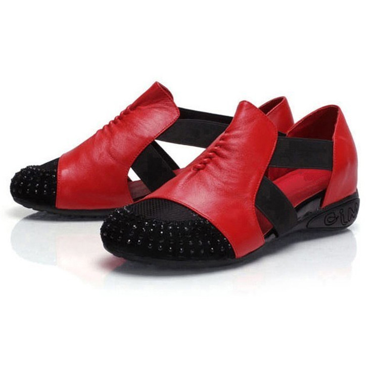 low sandals with rhinestones wedge heel all-season
