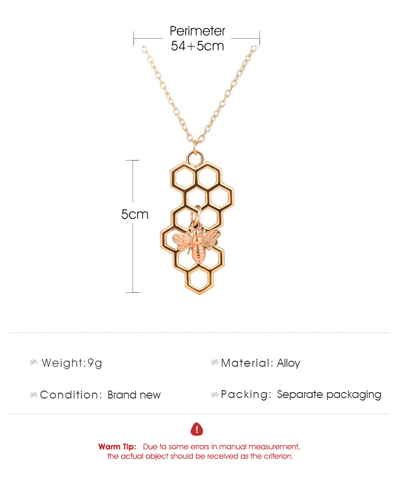 necklace fashion simple honeycomb honeycomb pendant small bee insect necklace ladies clavicle chain 