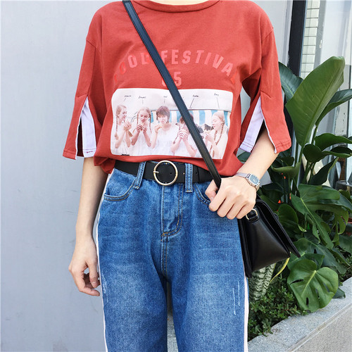 Korean Magazine Street Photo Trendy and Versatile Item Simple Round Metal Belt Women's Wide Pin Buckle Belt for Women