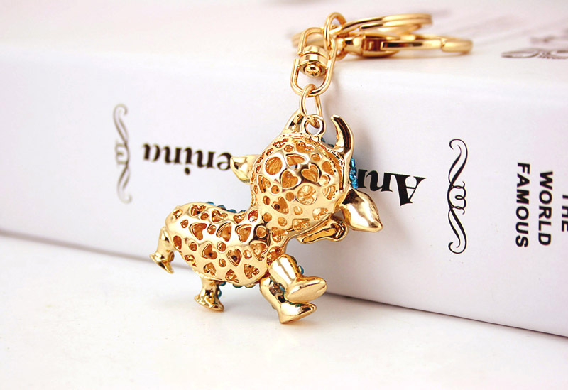 40g Weight Alloy, Metal Material Constellation Pattern Unisex Gender White, Pink, Blue Color  Korean Cute Fashion Little Cow Keychain 4