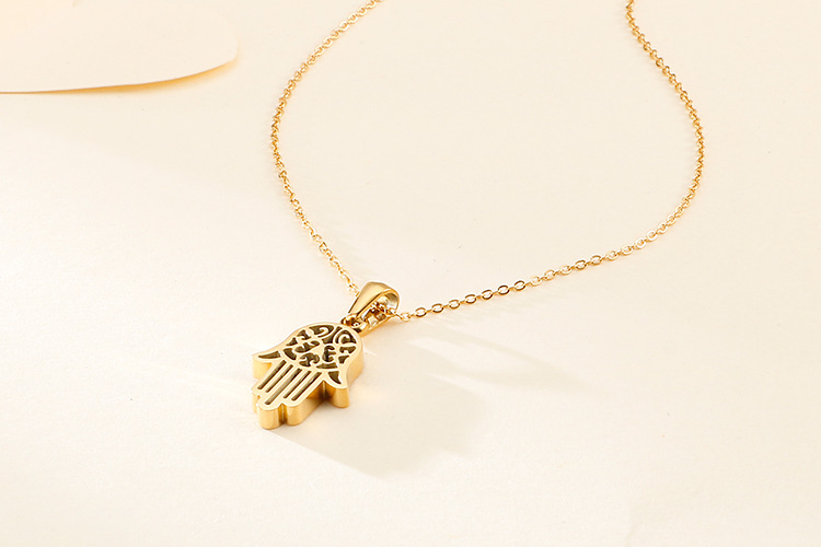 Stainless Ornament Kazam Palm Titanium Steel Pendant Fatima Hand Stainless Steel Necklace and Earrin
