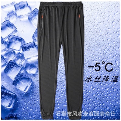 男士夏季批发运动网眼冰丝轻薄男休闲裤空调裤弹力裤跨境潮流裤子|ru