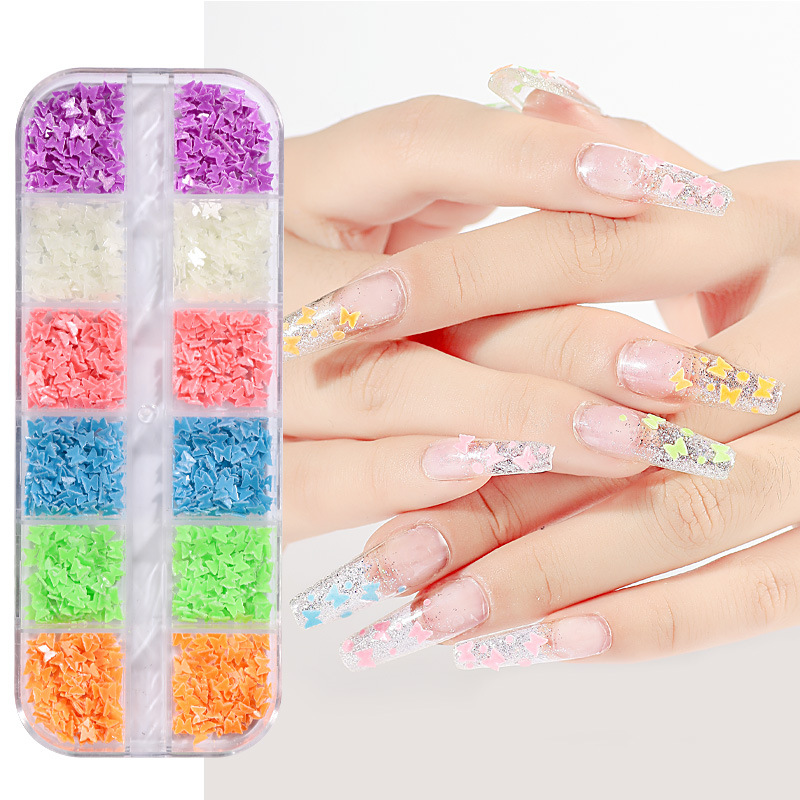 Fingermaid manicure mariposa redonda esquina luminosa, mariposa de caja larga esquina redonda ultrafina esquina luminosa