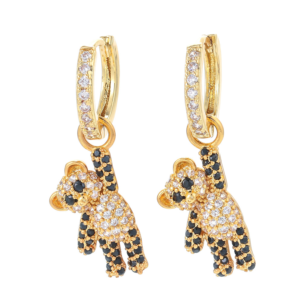 4g Weight Zircon Inlay Material Earrings Classification Housewarming, Anniversary, Wedding Occasion Fashion Bear Inlaid Zircon Copper Copper Earrings