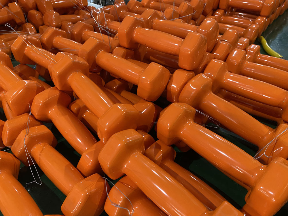 PE浸塑加工 广东哑铃PE浸塑加工厂家 PVC浸胶 健身器材PVC包胶哑