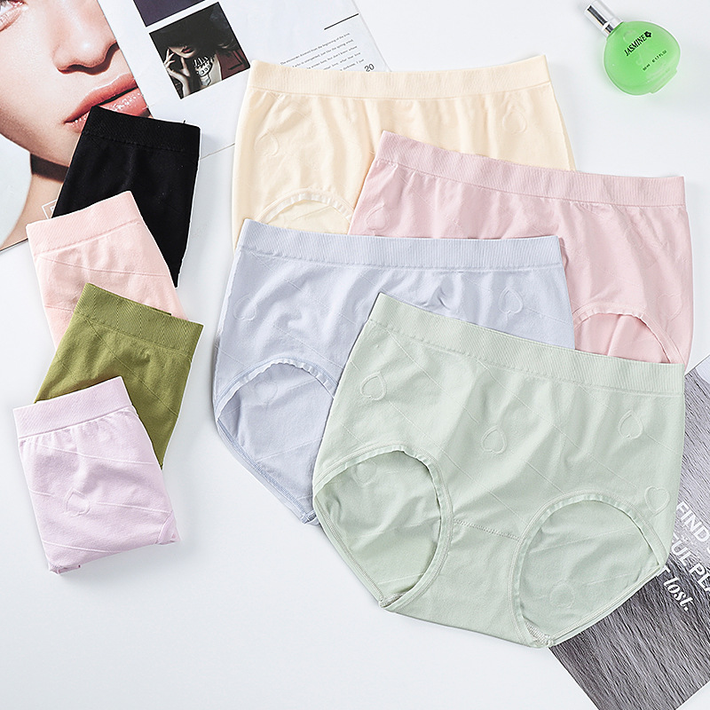 裸氨莫代爾內褲女中腰純棉純色提花柔軟舒適透氣純棉底裆三角褲