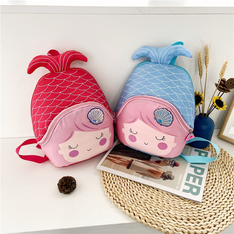 批发儿童书包幼儿园卡通可爱美人鱼双肩背包女童小背包时尚旅游包
