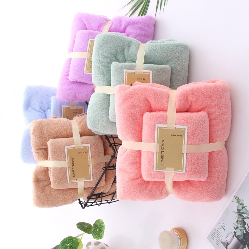 Net Red Coral Fleece Towel Bath Towel Be...