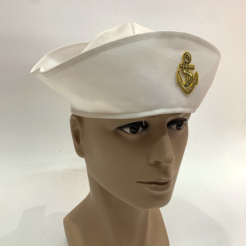 Qianfang Festival wig hat, white sailor anchor icon hat, cosplay Marine sailor professional hat 3332 detail image 5