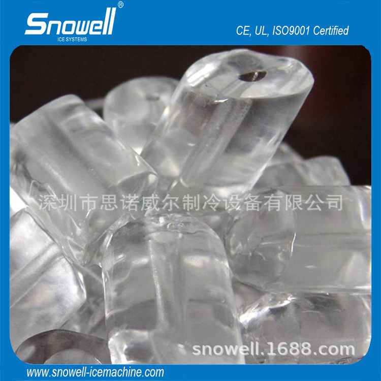 3吨管冰机 不锈钢冰块 食用冰制冰机 圆柱空心冰机 比泽尔压缩机