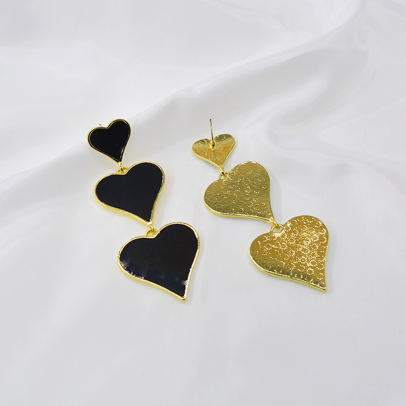 Aiguille D&#39;argent Mode Trois Couches Gradient Taille Goutte Huile Amour Boucles D&#39;oreilles Exagérées Longue Section Boucles D&#39;oreilles En Gros Nihaojewelry display picture 6