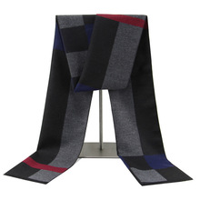 新款冬季围巾男黑灰拼色休闲百搭男士围巾 厂家现货批发 一件代发