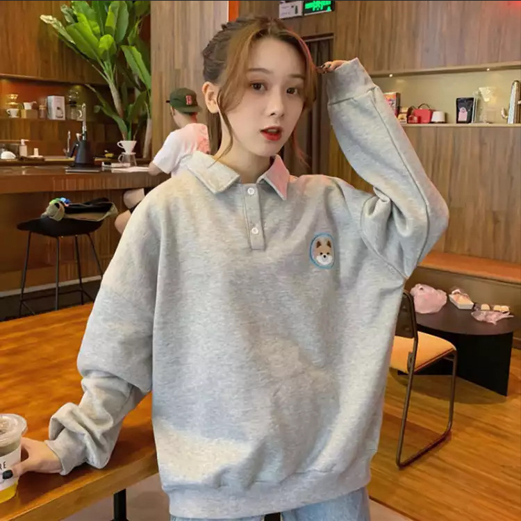 2018 new pattern Autumn Ladies Lapel Sweater Easy Embroidery jacket factory Production and processing customized