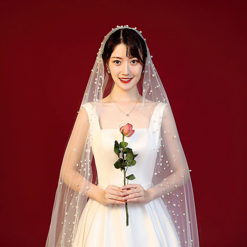 Korean elegant retro long hair accessory pearl for bride