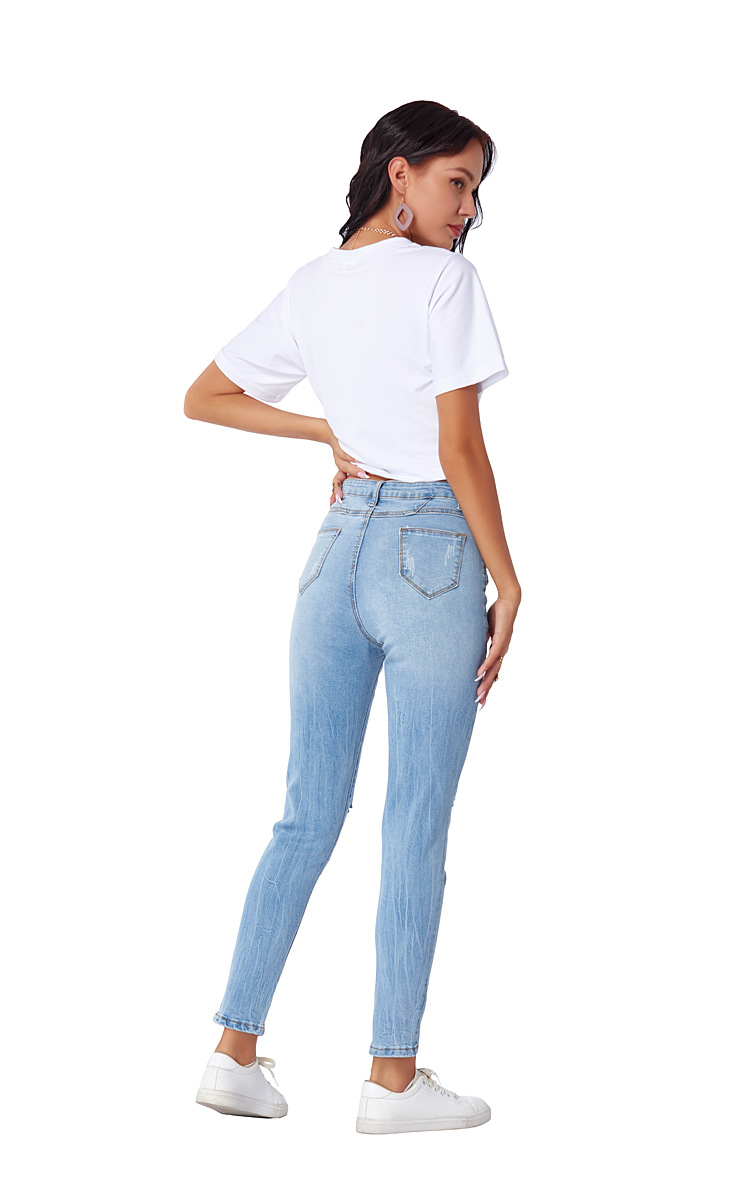 jeans elásticos con agujeros para adelgazar NSSY9872