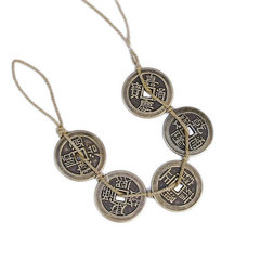 熱賣直徑28mm仿清朝古錢幣2MM加厚五帝錢銅錢麻繩串十帝散裝銅錢