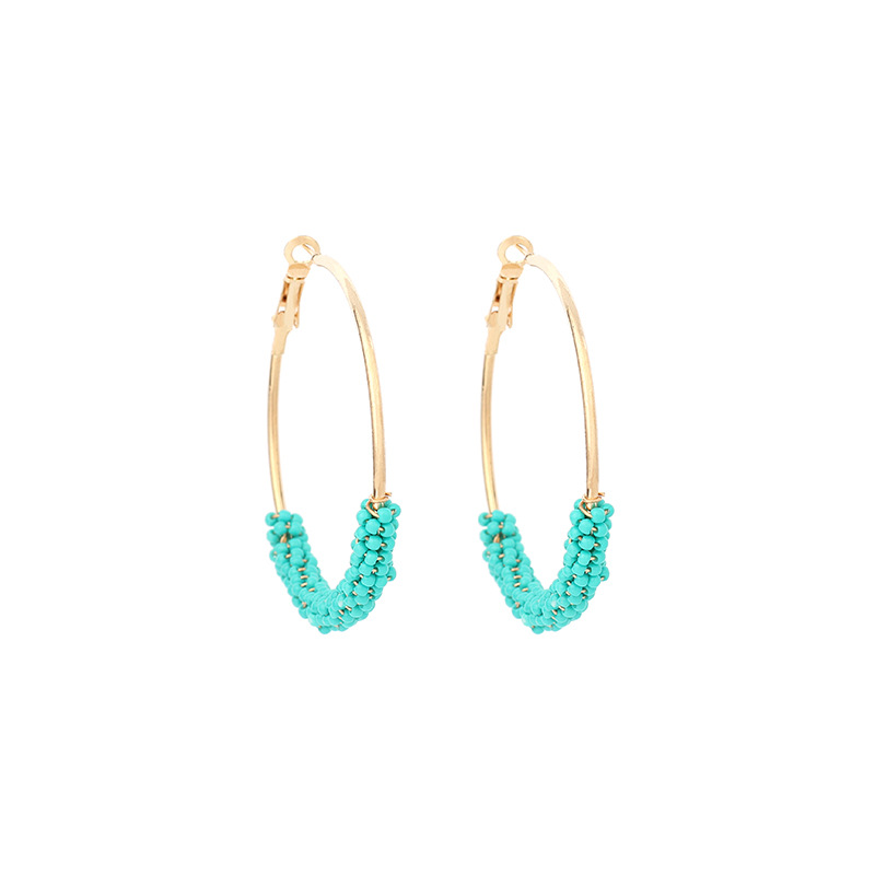 Ig Style Alloy Knitting Miyuki Beads Women's Hoop Earrings display picture 20