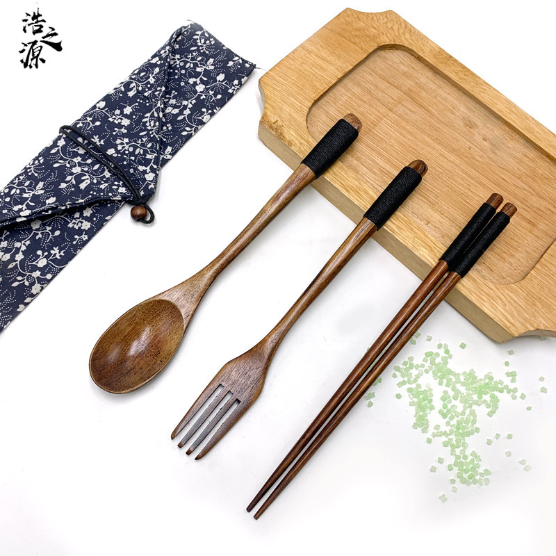 浩源厂家直供绑线餐具可来样定做三件套勺子叉子筷子套装活动礼品