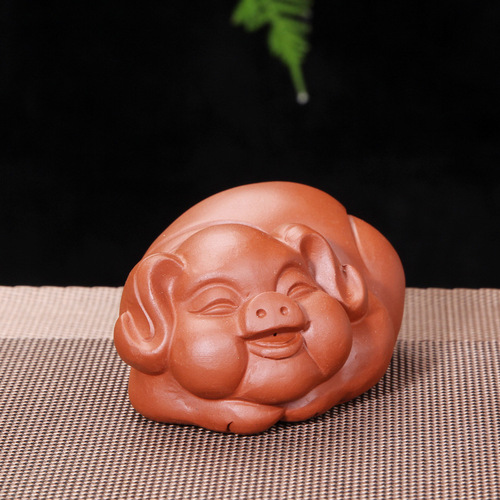 Yixing Zisha Lucky Pig Tea Pet Ornaments Manufacturer Wholesale Customized Crafts Handmade Gifts Tea Tray Tea Set Sculpture