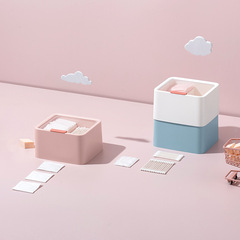2020 new style cotton swab storage box with lid and double compartments, household cosmetic cotton jewelry miscellaneous storage box
