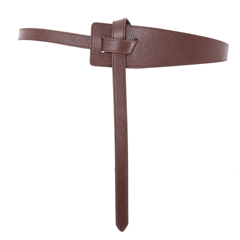 Genuine Leather Waist Belt For Dresses And Sweaters, Simple Versatile Black Wide Waist Cincher, Top Grain Cowhide Decorative Belt For Women - Thumbnail 7
