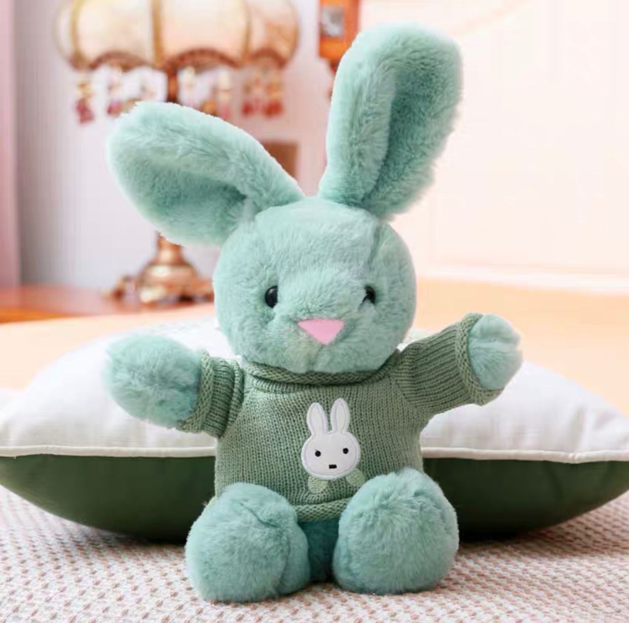 Vestidor de conejo de peluche de juguete bufanda conejo muñeca almohada para dormir agarrar máquina muñeca regalo de boda